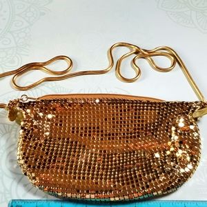 Vintage gold sequins clutch with shoulder strap